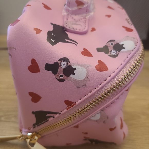 Pink Cosmetic Bag with Dog Print - Picture 3 of 4